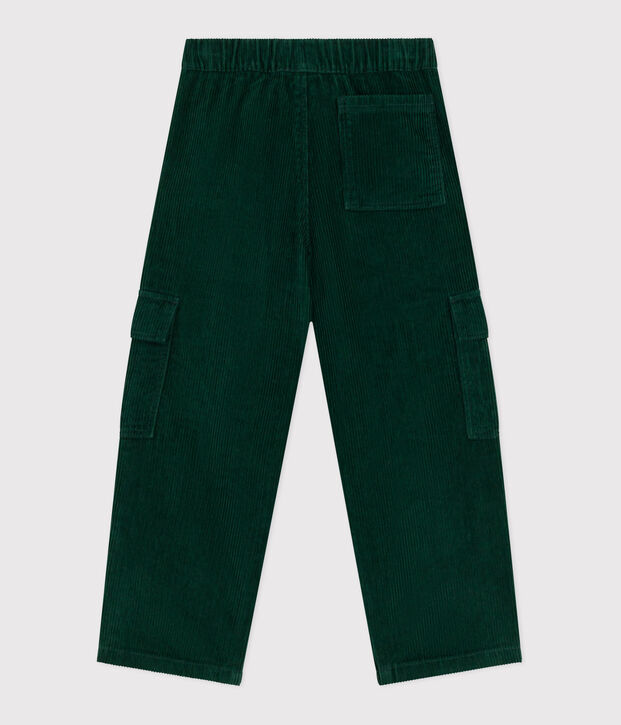 Children's plain corduroy cargo pants green