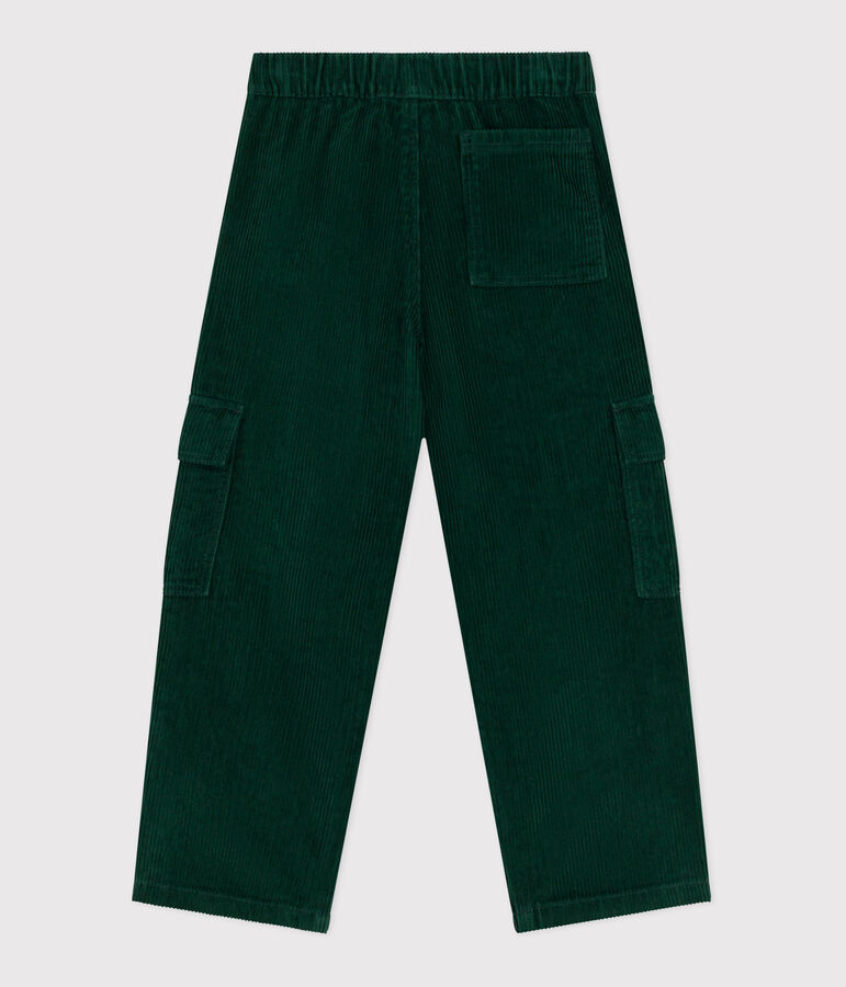Children's plain corduroy cargo pants green
