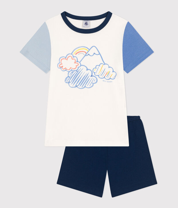 Children's Plain Short Cotton Pyjamas blue/multicolor