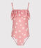 Children's one-piece floral swimsuit CHARME pink/MARSHMALLOW white