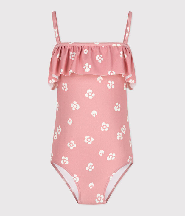 Children's one-piece floral swimsuit pink/white