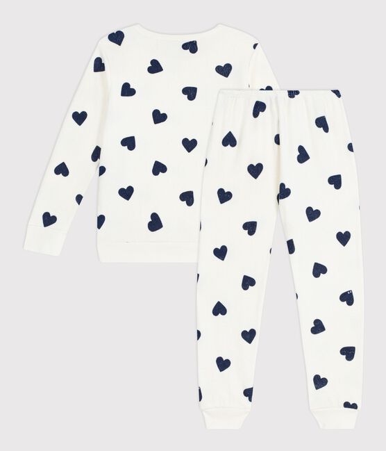 Children's cotton terry pyjamas printed with hearts MILK blue/SOIR