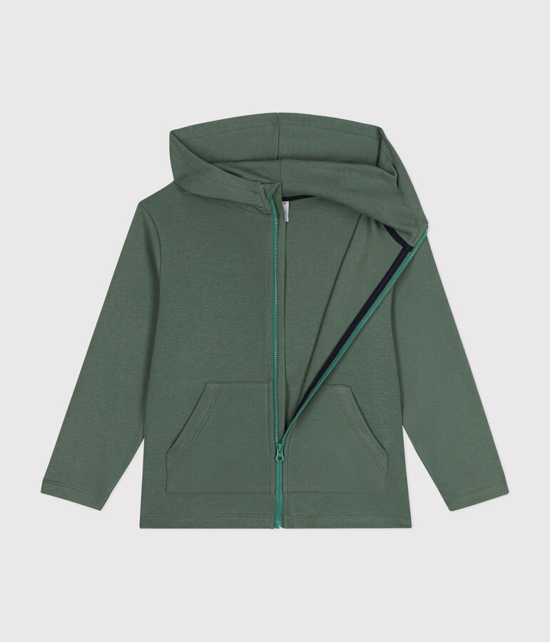 Boys' Cotton Rib Zip-Up Hoodie green