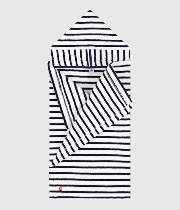 Babies' Striped Terry Bath Cape white/blue