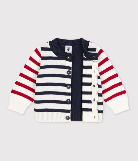 Babies' Cotton Knit Cardigan MARSHMALLOW white/MULTICO white