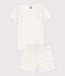 Girls' Snugfit Short Cotton Pyjamas MARSHMALLOW white/MULTICO white