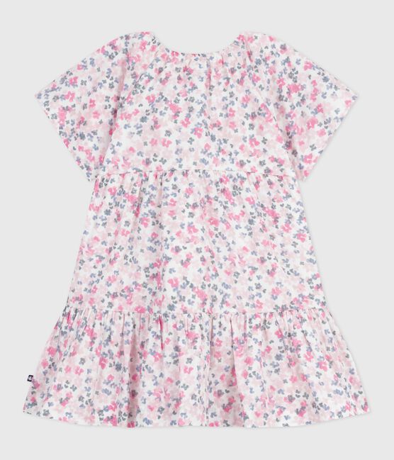 Children's short-sleeved printed cotton dress MARSHMALLOW white/MULTICO white