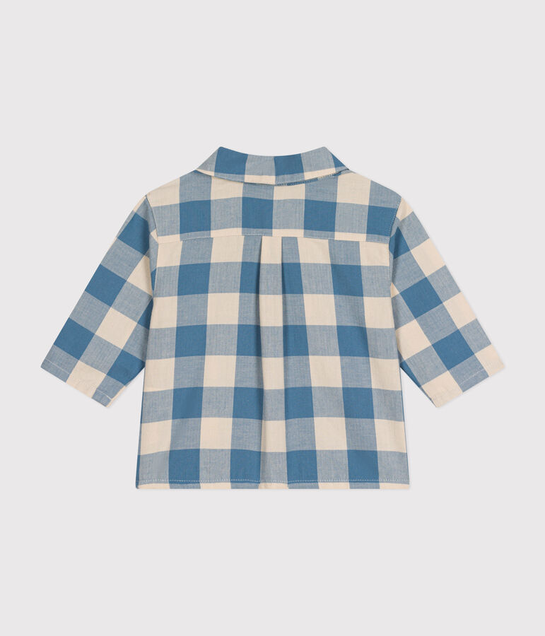 Babies' flannel shirt blue/ecru