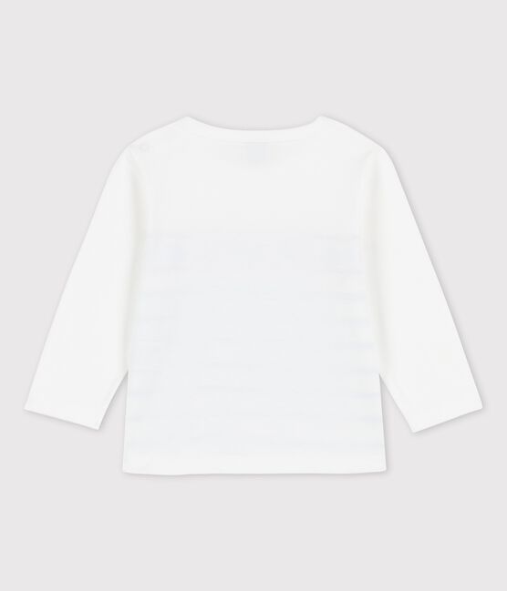 Babies' Long-Sleeved Jersey T-Shirt MARSHMALLOW white/BRASIER blue