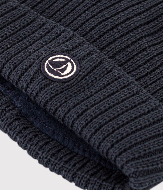 Children's polar fleece-lined knitted beanie hat SMOKING blue
