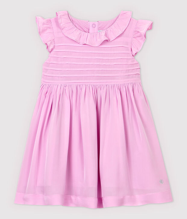 Baby Girls' Short-Sleeved Cr&ecirc;pe Dress pink
