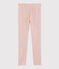 Girls' Pinstriped Wool/Cotton Leggings CHARME pink/MARSHMALLOW white
