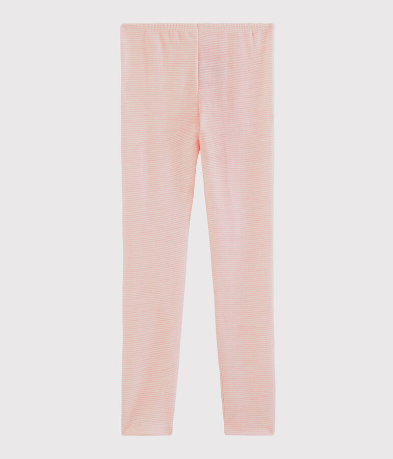 Girls' Pinstriped Wool/Cotton Leggings pink/white