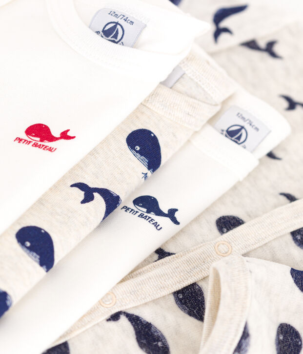 Babies' Pyjamas and 3-Pack of Whale Patterned Bodysuits multicolor