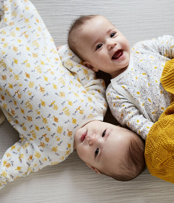 Baby Boys' Sleepsuit in Extra Warm Brushed Terry Towelling MARSHMALLOW white/MULTICO white
