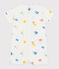 Babies' short printed cotton jumpsuit MARSHMALLOW white/MULTICO white
