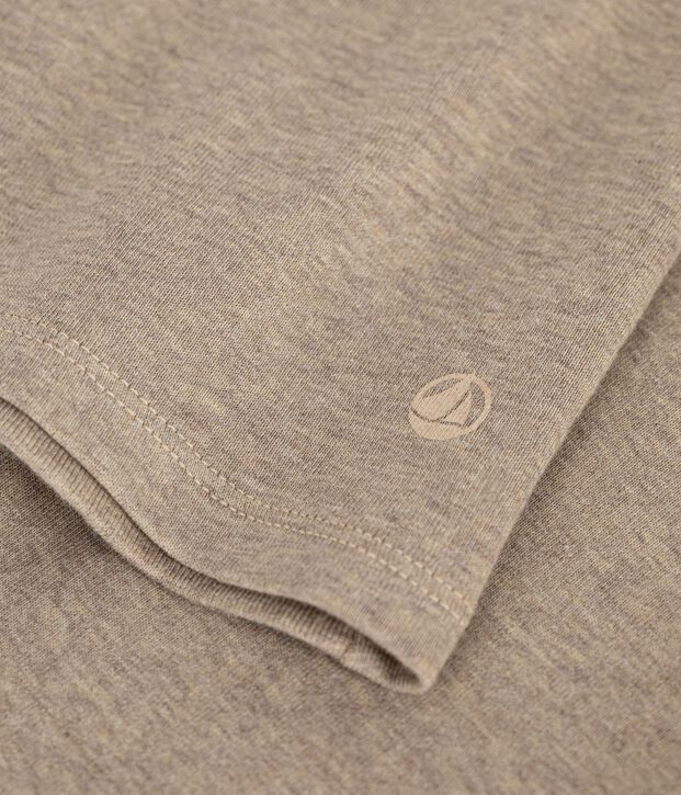 Women's short-sleeved plain cotton T-shirt beige