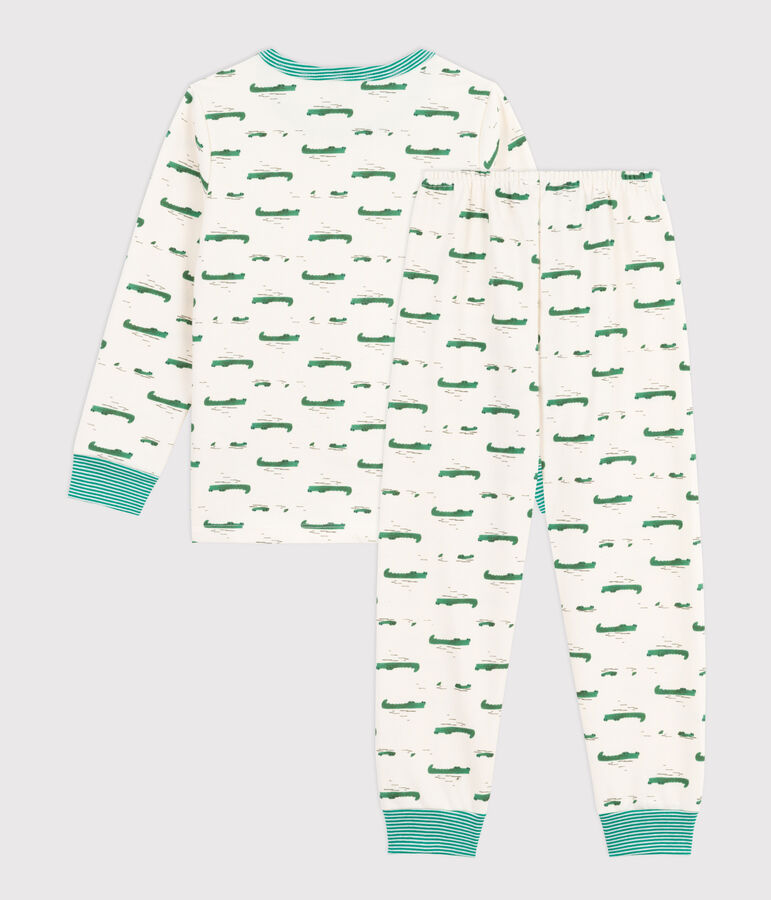 Children's crocodile print fleece pyjamas Ecru/multicolor