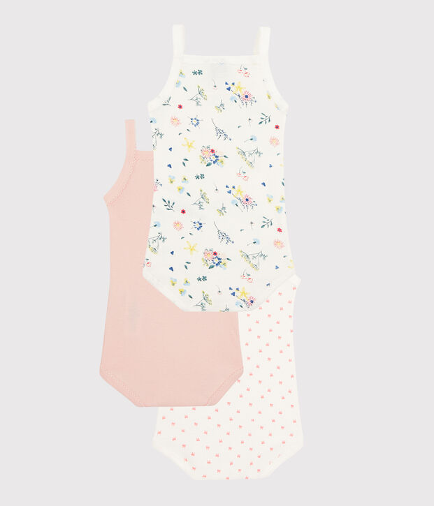 Baby Girls' Bodysuits with Straps - 3-Piece Set multicolor