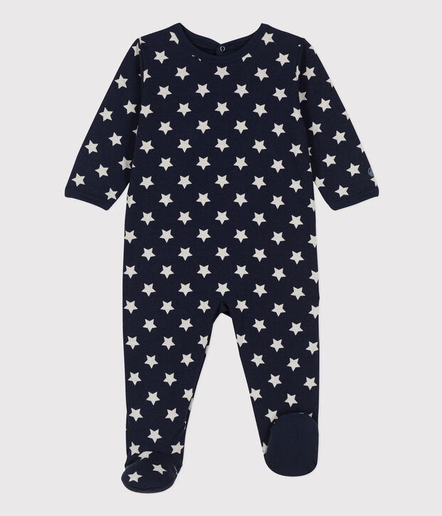 Starry Cotton Sleepsuit blue/white