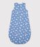 Babies' 2.5 TOG cotton sleeping bag printed with hearts blue/white