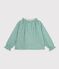 Children's long-sleeved printed cotton blouse green/white
