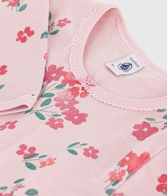 Children's floral print cotton nightdress JOLI pink/MULTICO white