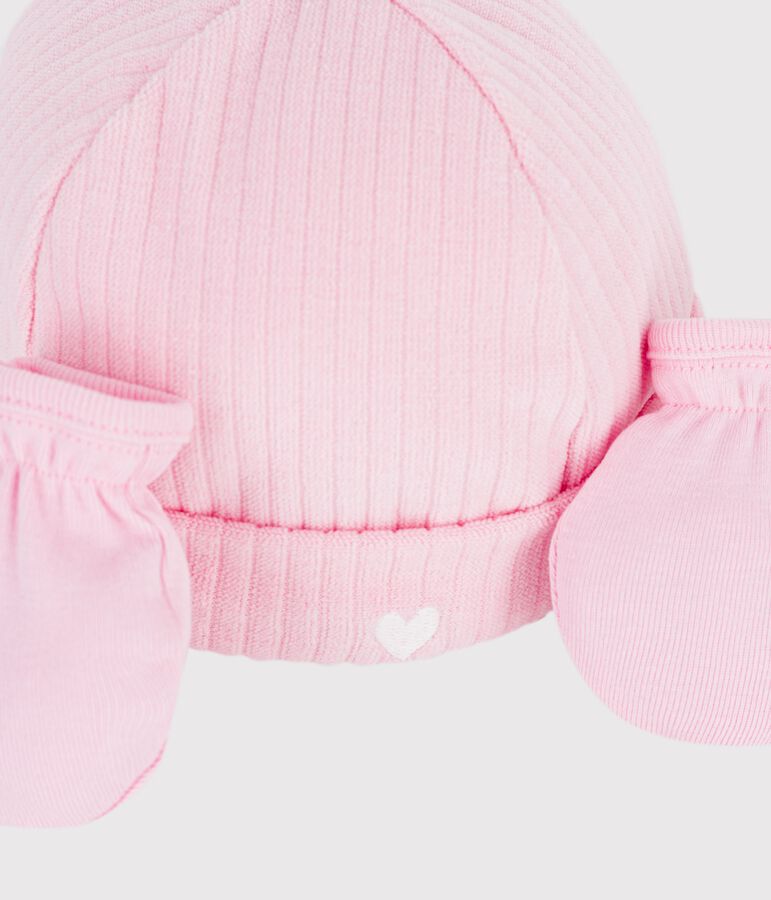Babies' cotton beanie and mittens set variante 1