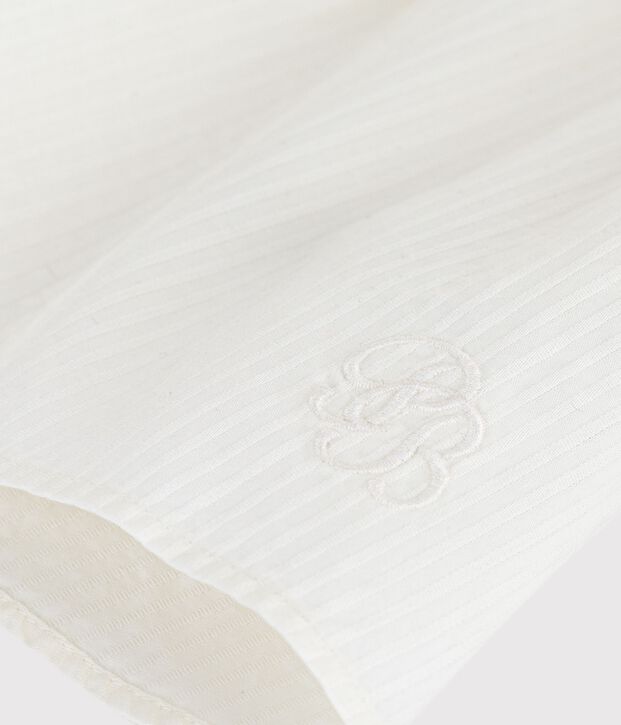 Babies' short-sleeved blouse in plain cotton poplin. white