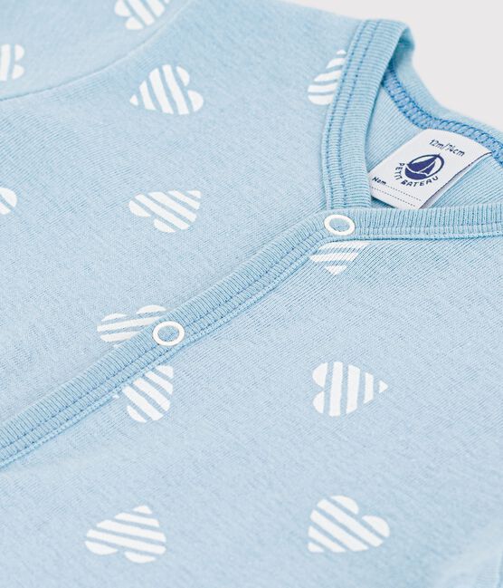 Babies' short heart print cotton jumpsuit MIMI /MARSHMALLOW