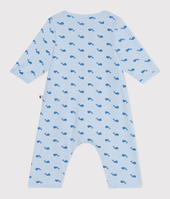 Babies' footless whale-patterned cotton bodyjama TOUDOU blue/ALASKA