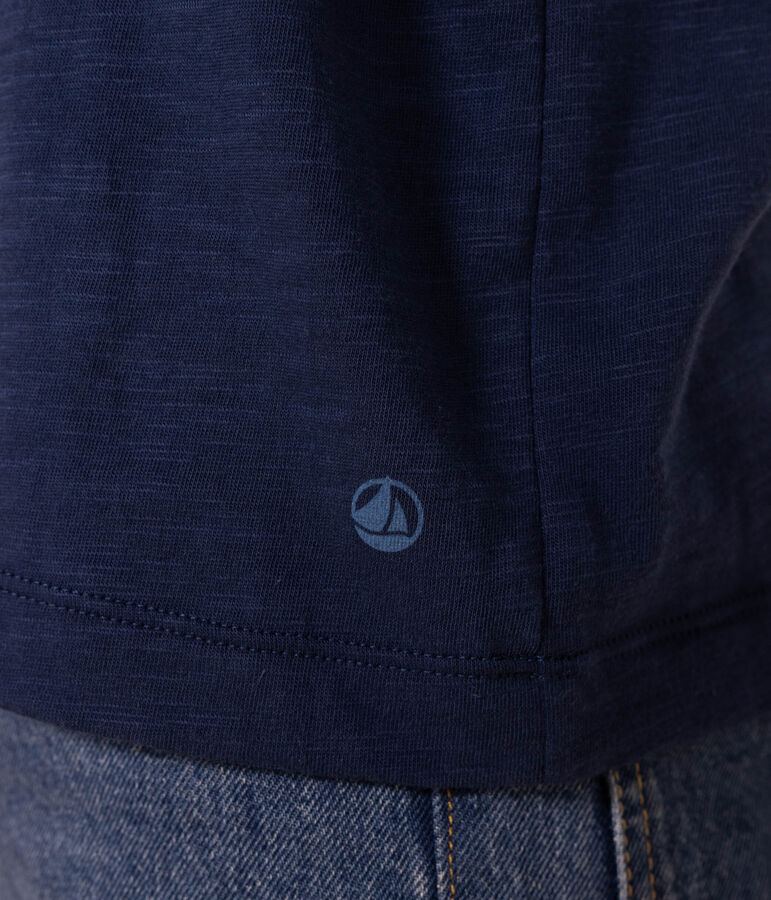 Women's Straight Round-Neck Cotton T-Shirt blue