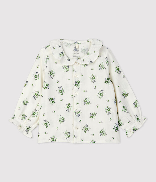Babies' Organic Cotton Gauze Floral Print Blouse white/multicolor