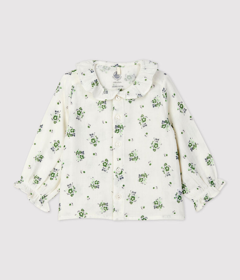 Babies' Organic Cotton Gauze Floral Print Blouse white/multicolor