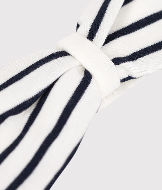 Baby girl's striped headband MARSHMALLOW white/SMOKING blue