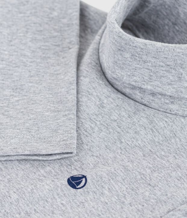 Children's plain cotton rollneck top grey