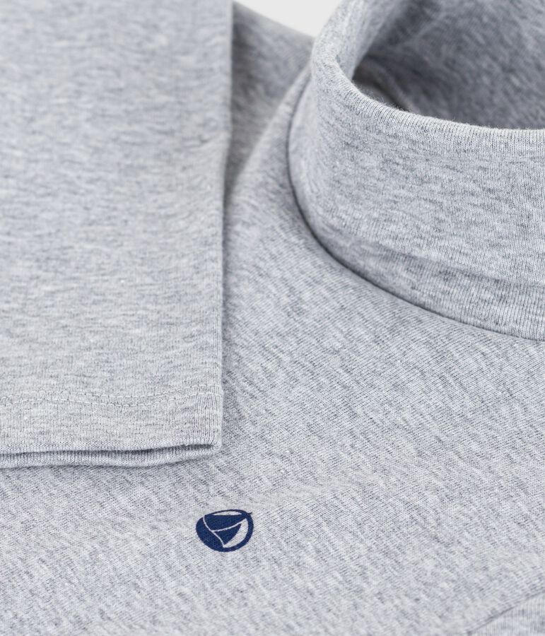 Children's plain cotton rollneck top grey