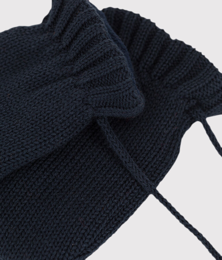 Babies' Knit Mittens with Recycled Fleece Lining blue