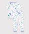 Children's printed cotton pyjamas with short sleeves and long legs white/multicolor