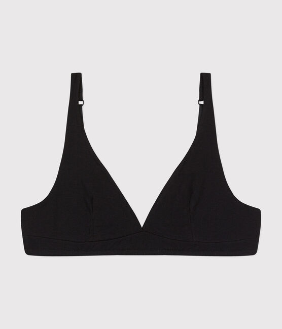 Women's spotted cotton and elastane bra BLACK black