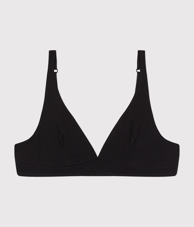 Women's spotted cotton and elastane bra black