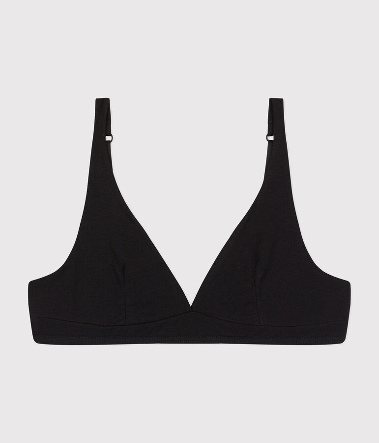 Women's spotted cotton and elastane bra black