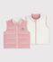 Babies' sleeveless reversible sherpa velour puffer jacket pink/ecru