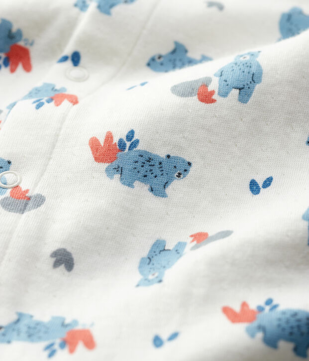 Babies' Bear Print Organic Cotton Jumpsuit white/multicolor