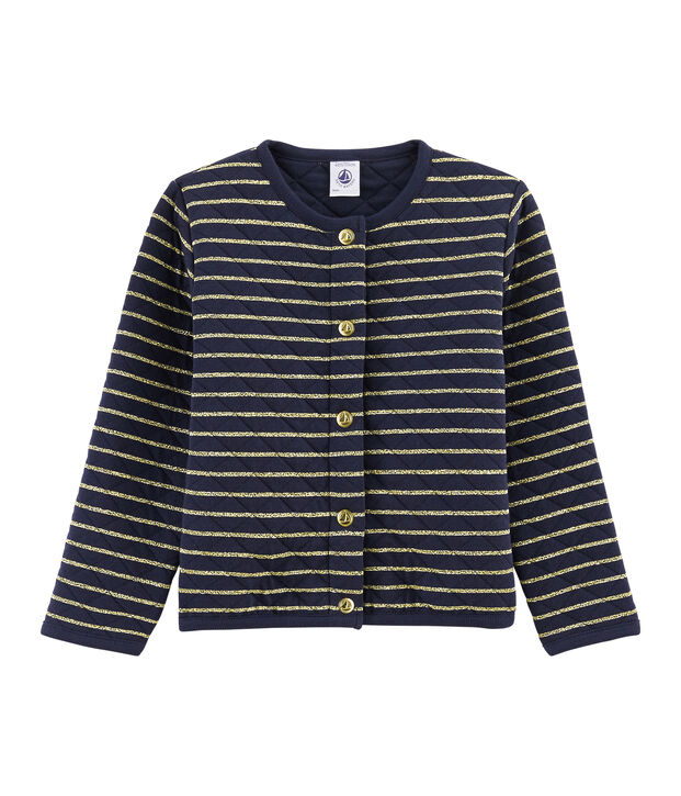 Girls' Tube Knit Cardigan yellow/blue