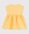 Babies' short-sleeved plain cotton/linen dress yellow