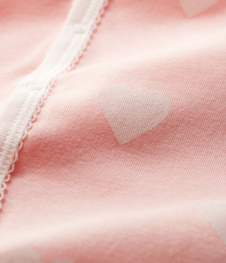 Baby Girls' Pink Heart Pattern Organic Cotton Playsuit pink/white