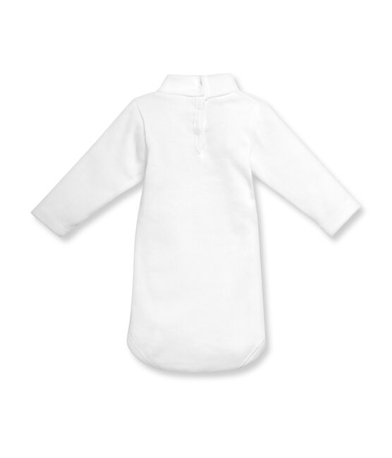 Unisex baby long-sleeved rollneck bodysuit in brushed cotton Ecume white