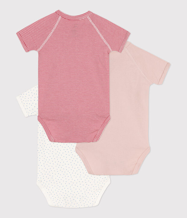 Wrapover Short-Sleeved Patterned Cotton Bodysuits - 3-Pack multicolor