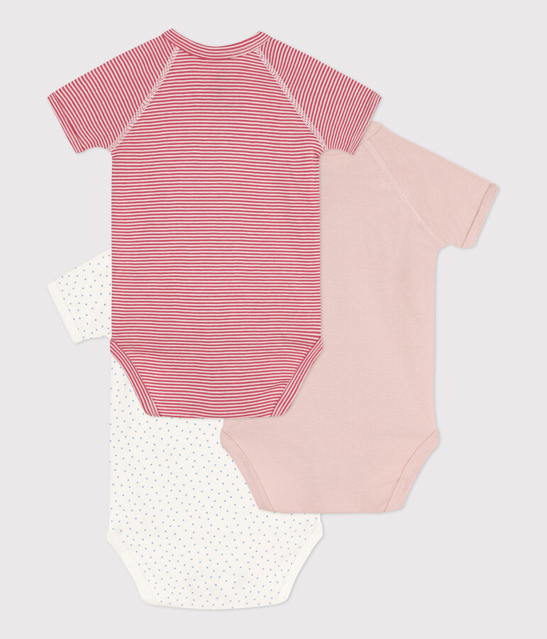 Wrapover Short-Sleeved Patterned Cotton Bodysuits - 3-Pack multicolor